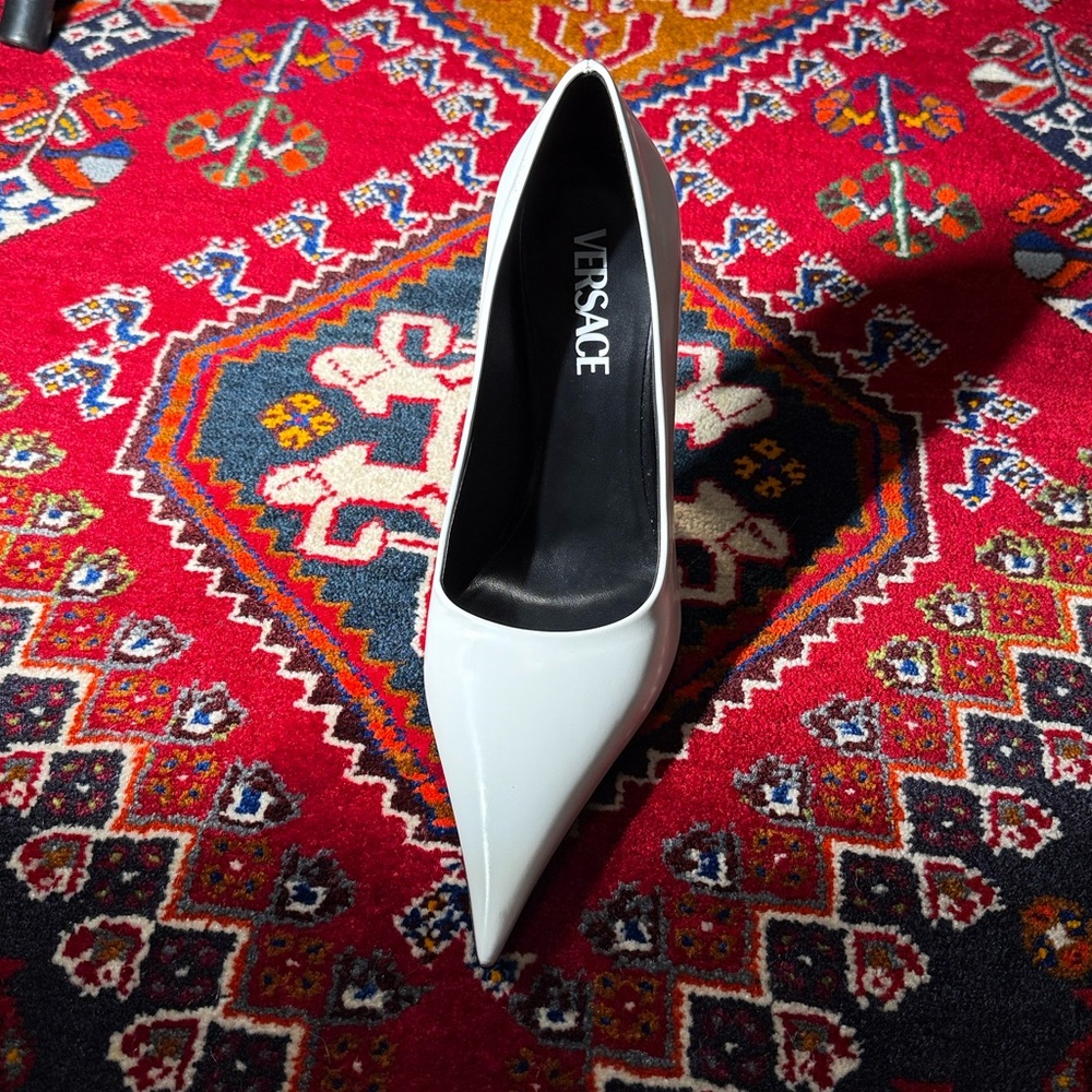 Versace White Pointed Toe High Heel Pump